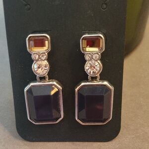 Lia Sophia Silver and Navy & Amber Earrings with Silver Accent Includes Bracelet